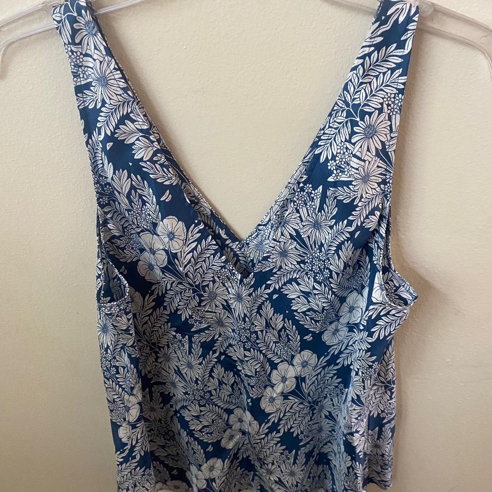 J. CREW x Andrea Borg Blue Floral Silk Tank Top,